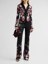 Alice + Olivia Freya Knitted Nipped Waist Button Down Top Hollywood Dreams