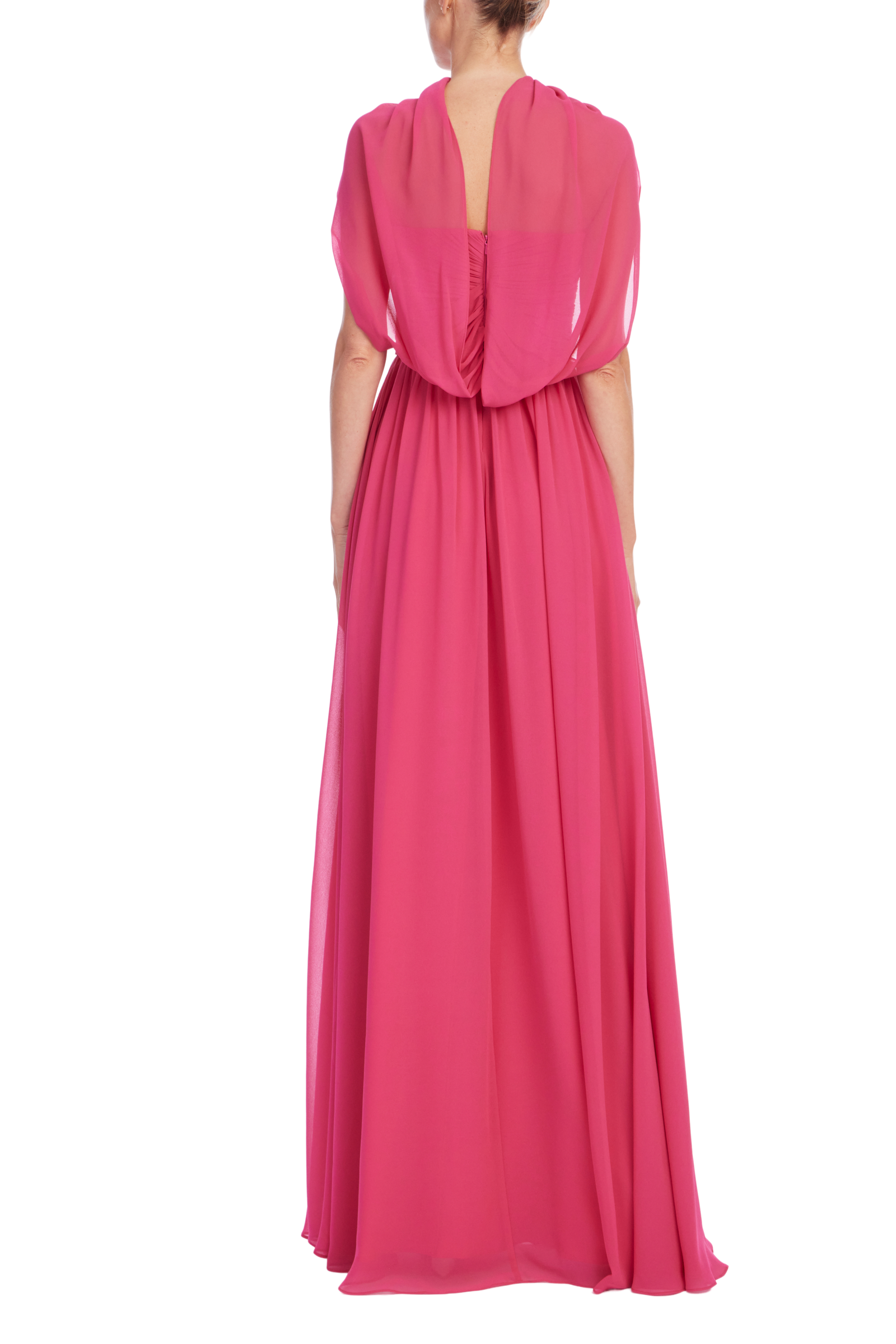 Robe bustier Badgley Mischka avec foulard Magenta