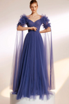 Tarik Ediz Off The Shoulder V-Neckline Gown