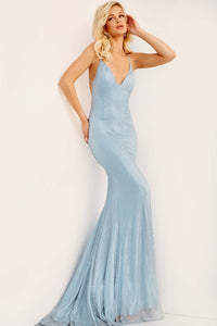 High Slit Backless V-Neck Sleek Gown