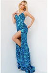 Royal Spaghetti Strap Sequin Embellished Dress