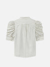 Frame Gillian Top Short Sleeve Silk Blouse with Stripes