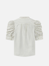 Frame Gillian Top Short Sleeve Silk Blouse with Stripes