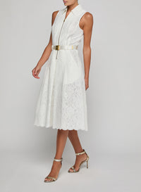 Robe ceinturée en dentelle L'Agence Kylo ivoire