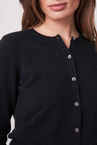 Repeat Organic Cashmere Cropped Cardigan With Round Neck