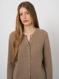 Gilet en mélange de cachemire métallisé Repeat - Sable