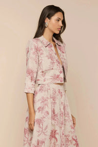 L'Agence Eda 3/4 Sleeve Crop Jacket Tan Multi Textured Jungle