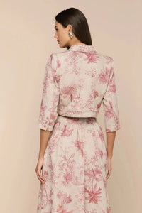 L'Agence Eda 3/4 Sleeve Crop Jacket Tan Multi Textured Jungle