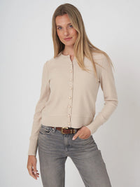 Repeat Cropped Organic Cashmere Cardigan With Pearl Buttons