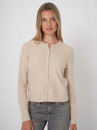 Repeat Cropped Organic Cashmere Cardigan With Pearl Buttons