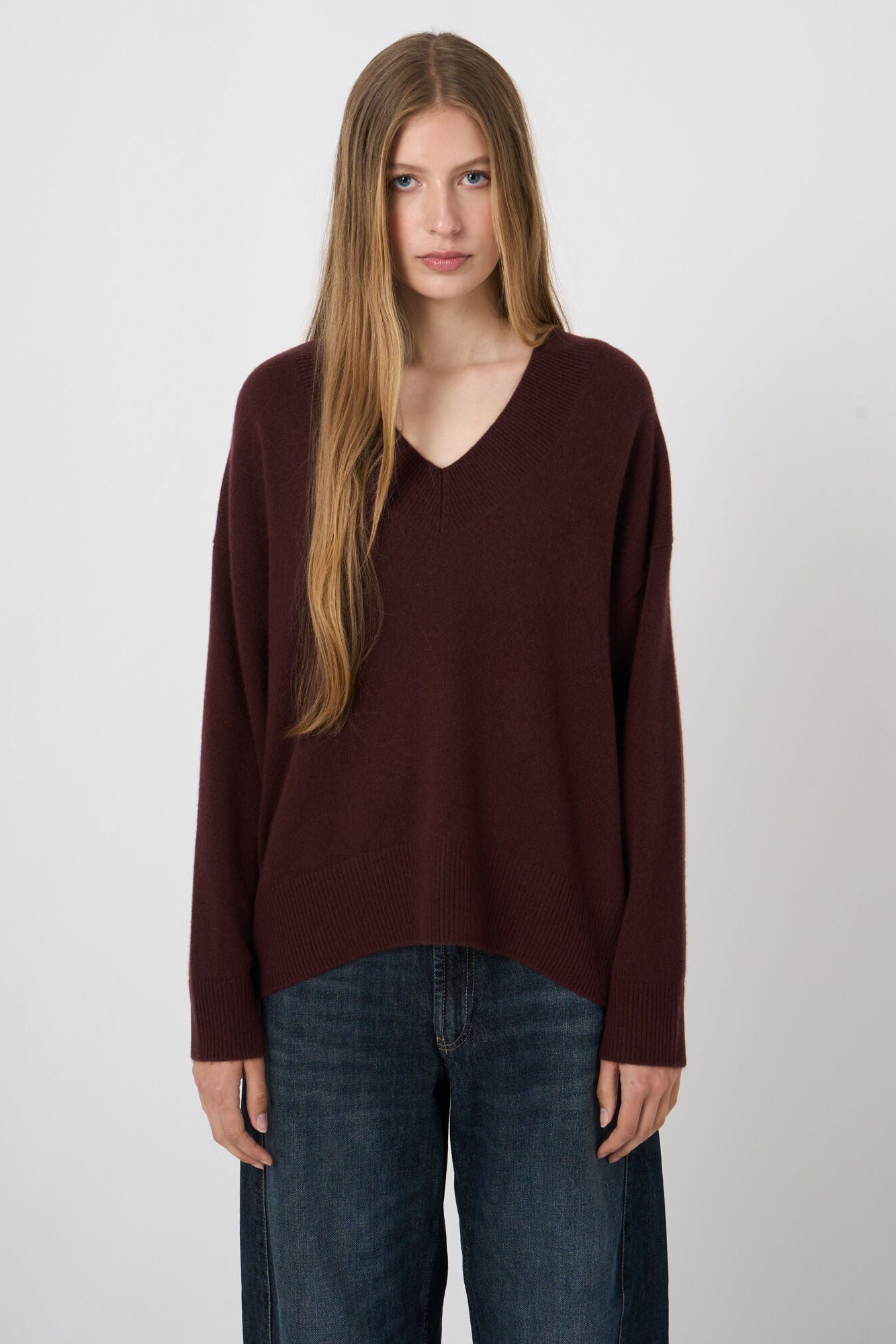 Repeat 104597-1804 pull en maille de cachemire biologique Chocolat