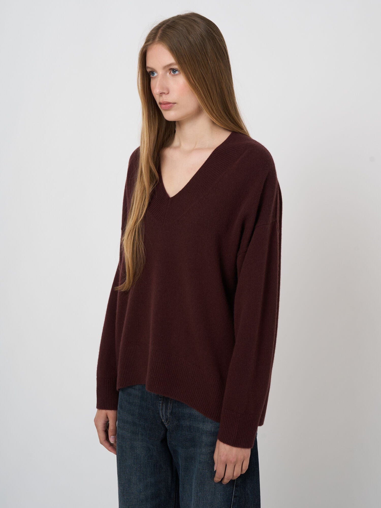 Repeat 104597-1804 pull en maille de cachemire biologique Chocolat