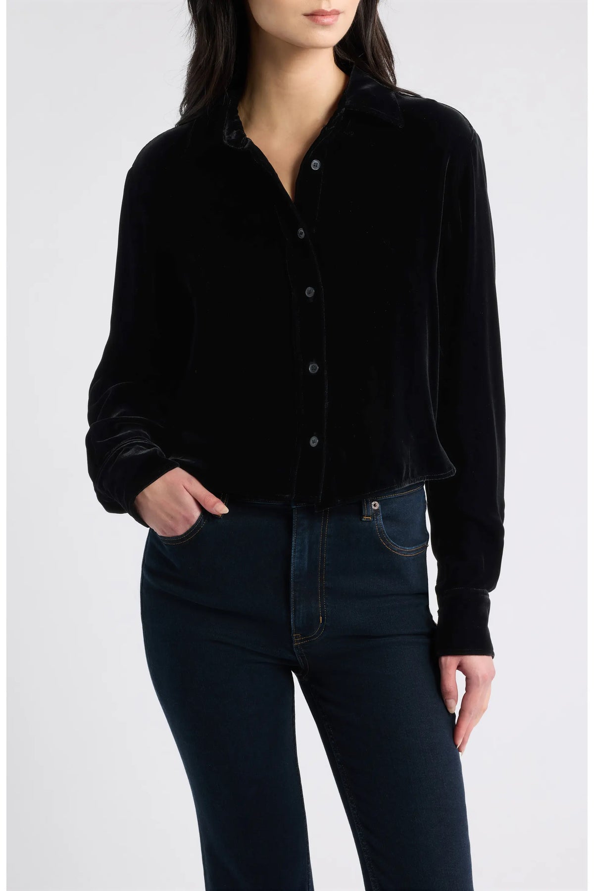 Frame La chemise en velours Charles noire