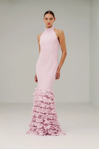 Catherine Regehr T Neck Bias Gown with Cone Hem