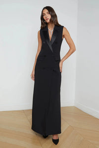 L'Agence 61280PMB-BLAC Robe blazer sans manches Calliope noire