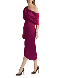 Theia Rayna One Shoulder Draped Gown