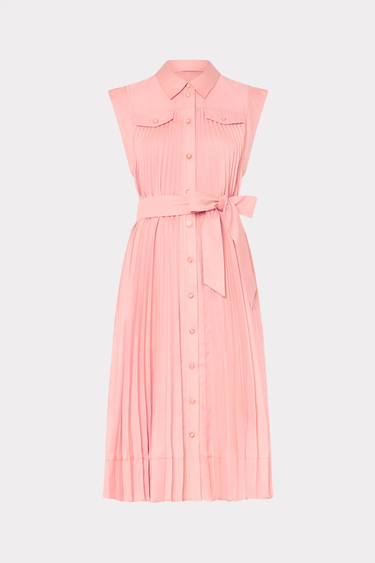 Milly Johanna Pleated Twill Midi Dress