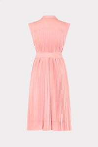 Milly Johanna Pleated Twill Midi Dress