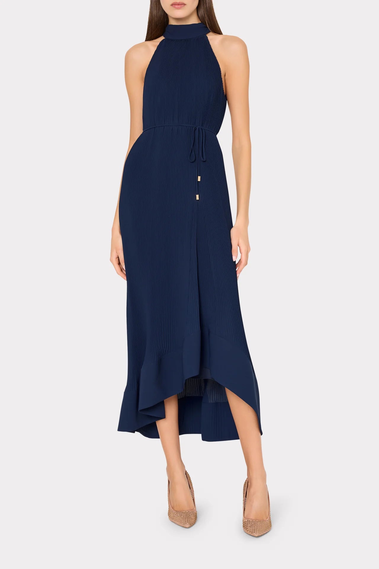 Robe midi plissée Milly Nalani Marine