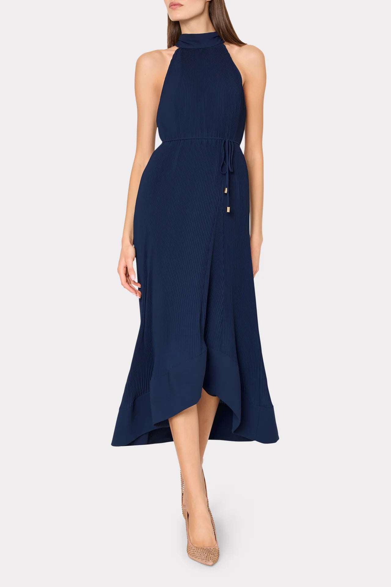 Robe midi plissée Milly Nalani Marine