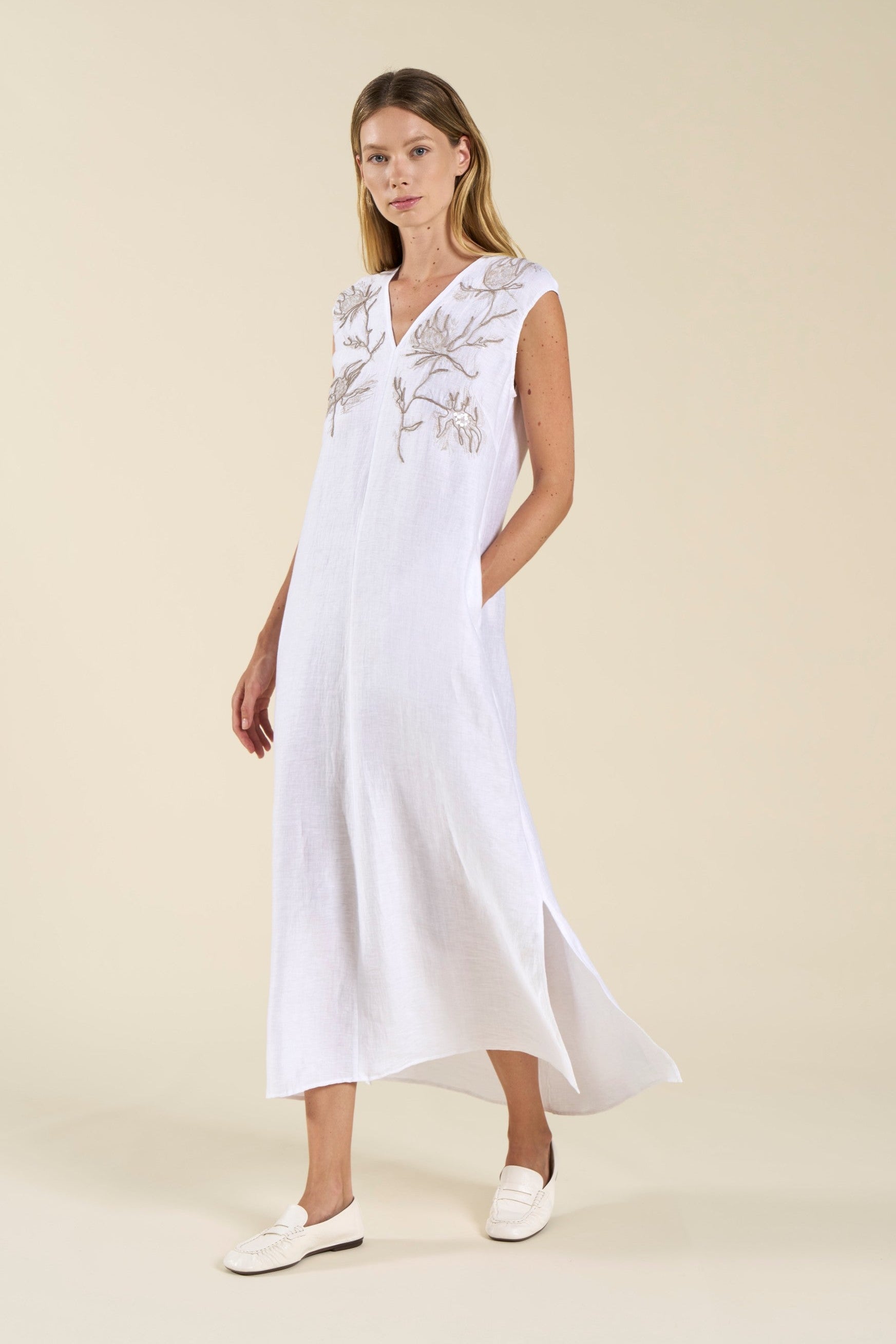 Maxi Robe Brodée Tonet Blanche