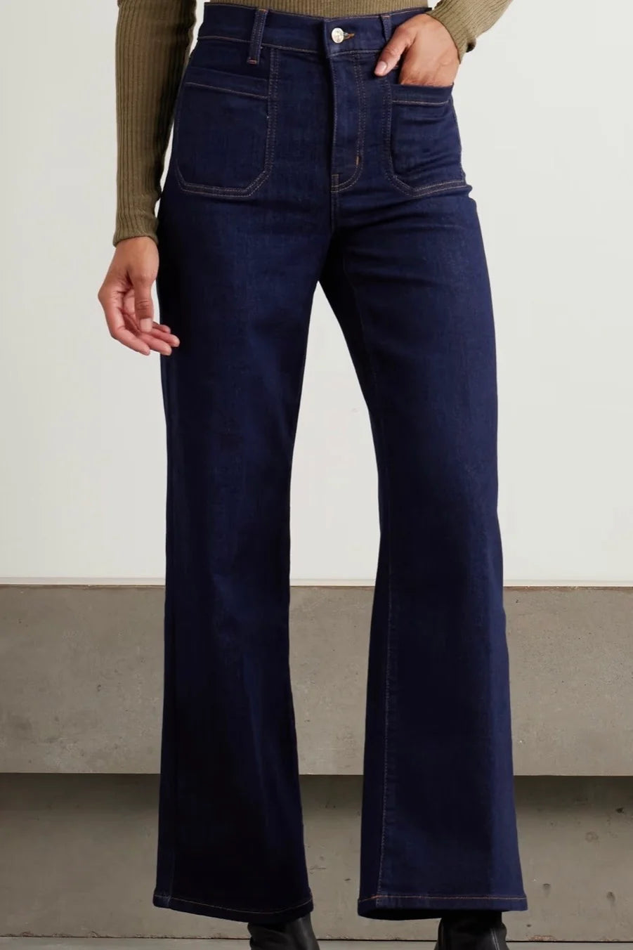 Pantalon Palazzo Slim Pearl, poche Modernist, délavage Rinse Frame