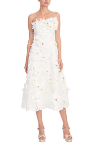 Robe midi Badgley Mischka en scuba avec applique Ivoire clair
