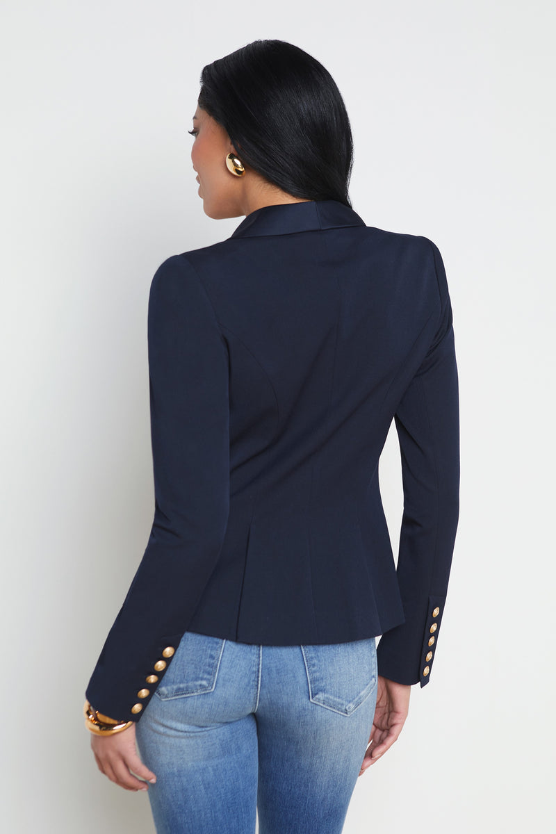 L'Agence Imogen Satin Lapel Blazer