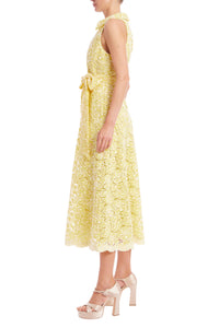 Robe Badgley Mischka BSD9087 en dentelle œillet Jaune
