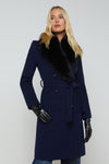 L'Agence Tristan Belted Fur Collar Coat