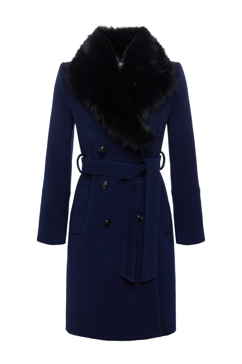 L'Agence Tristan Belted Fur Collar Coat