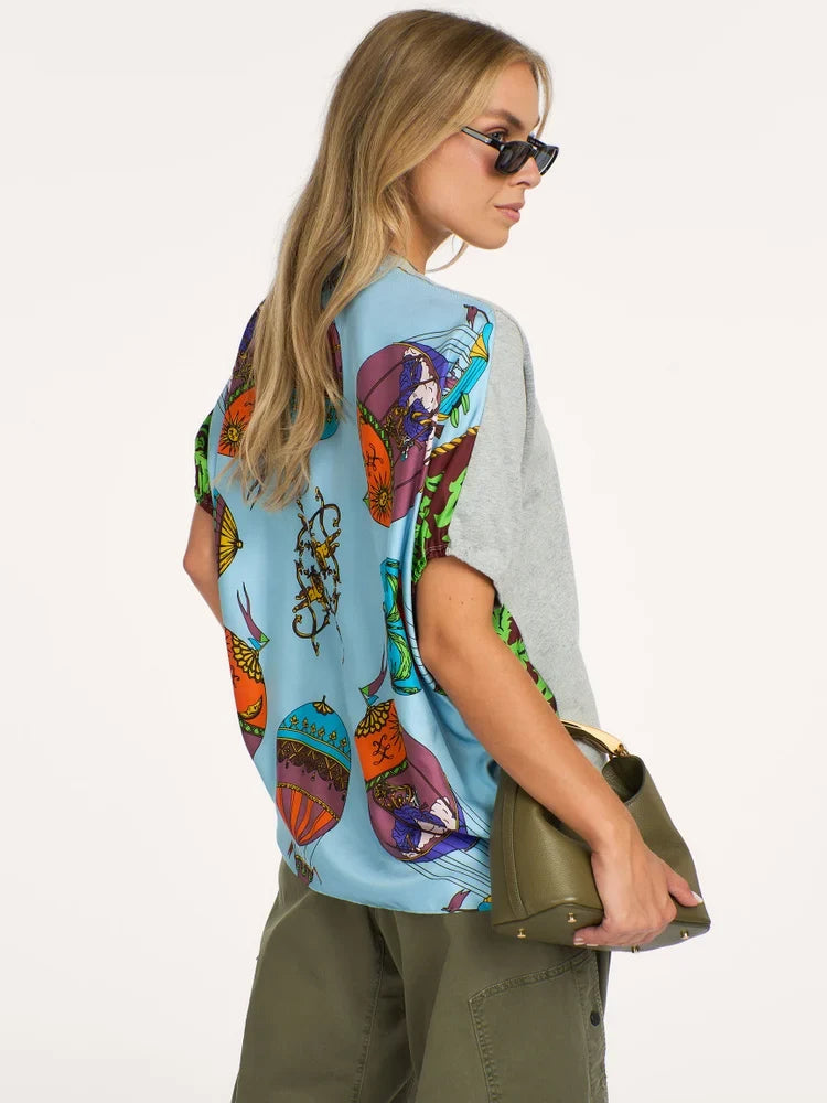 Essentiel Kos T-Shirt With Silk Scarf Back Steel Pulse