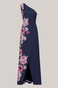 La Petite Robe de Chloe One Shoulder Gown Deep Navy