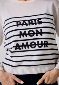 NOTSHY 4703102 HAZEL STRIPE SWEATER W/ "PARIS" TEXT