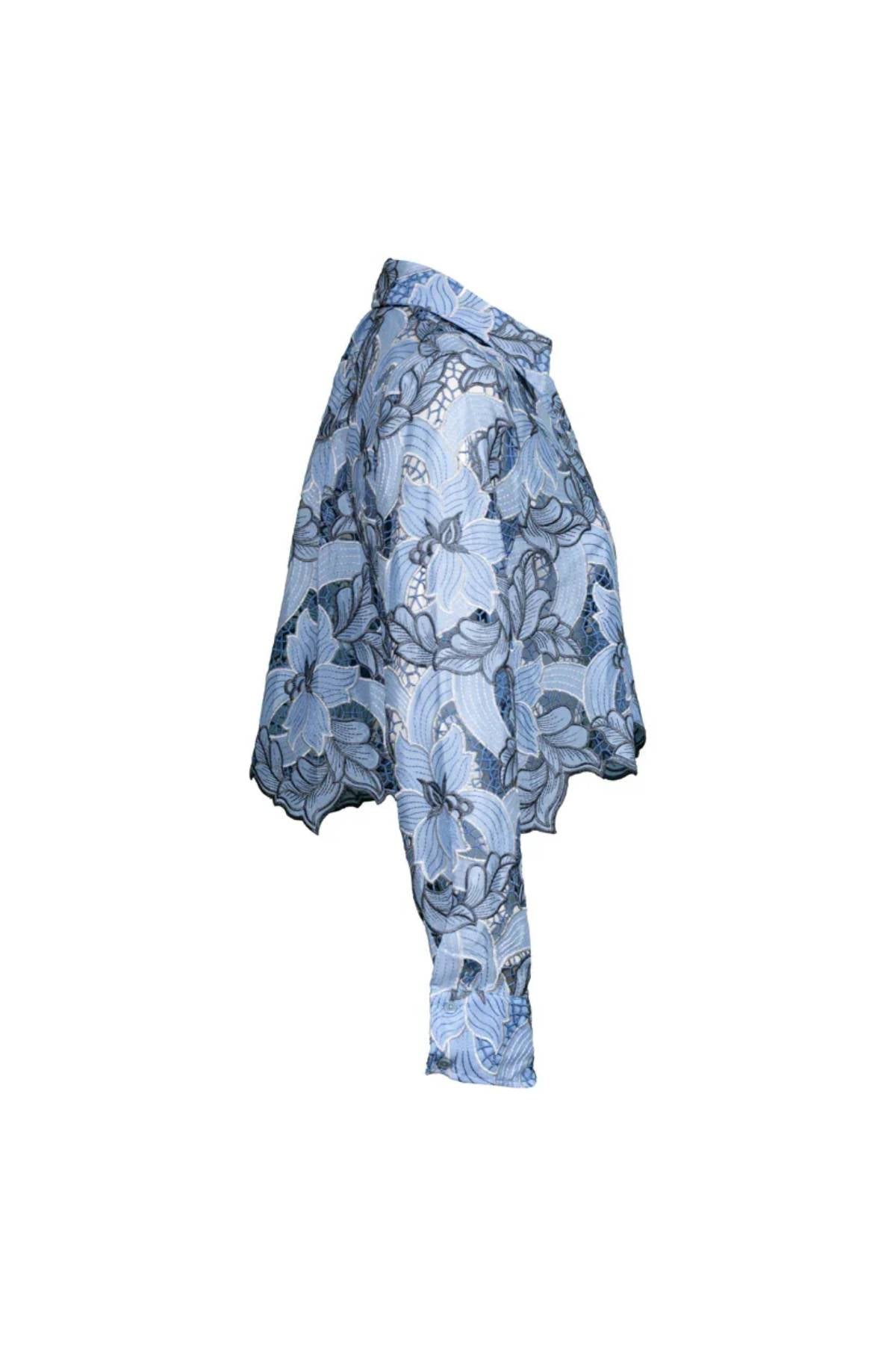 L'Agence Akemi Cropped Eyelet Blouse