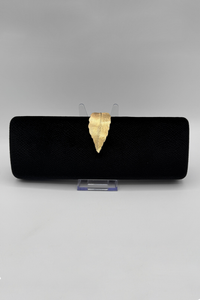 Pochette feuille en velours noir