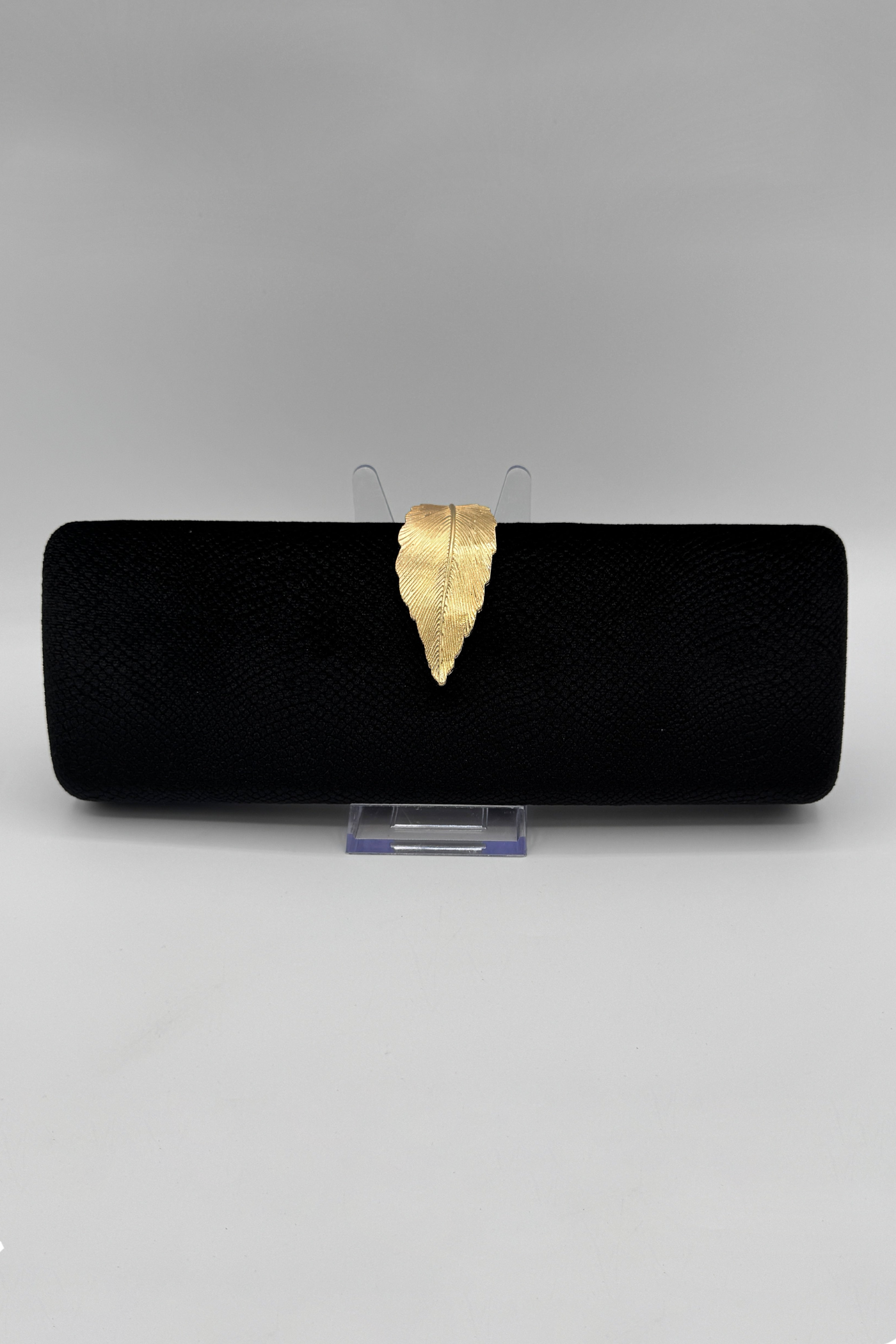 Pochette feuille en velours noir
