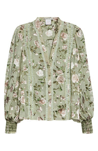 Alice + Olivia Arlette Floral Lace Trim Shirt
