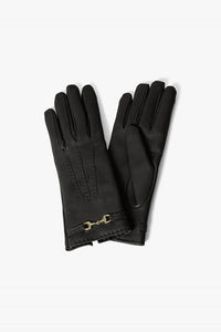 Cinzia Rocca Nappa Leather Gloves with Band and Hook Black
