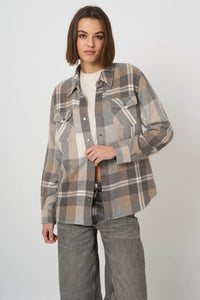 Repeat 200293-8536 blouse tissée en cachemire biologique Multi-carreaux
