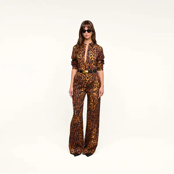 L'Agence Livvy Beltloop Pant Tan Multi Javan Leopard