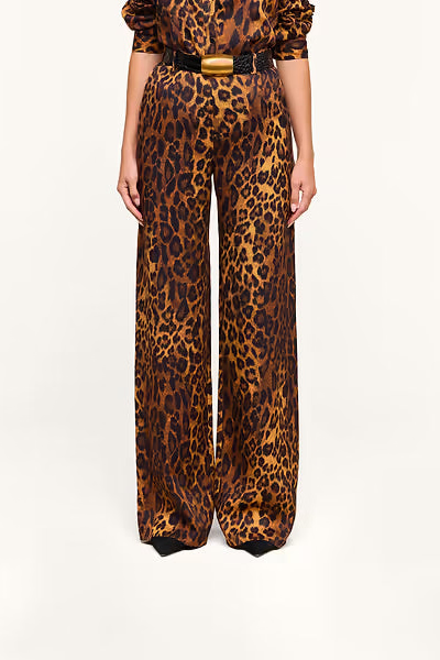L'Agence Livvy Beltloop Pant Tan Multi Javan Leopard