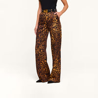 L'Agence Livvy Beltloop Pant Tan Multi Javan Leopard