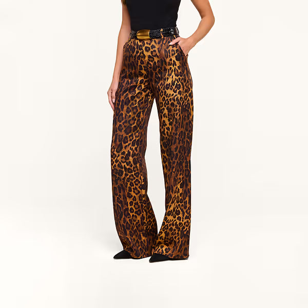 L'Agence Livvy Beltloop Pant Tan Multi Javan Leopard