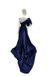 Tarik Ediz Vivienne One Shoulder Gathered Bow Gown