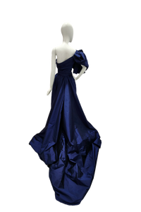 Tarik Ediz Vivienne One Shoulder Gathered Bow Gown