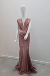 Jessica Angel Deep V Gown with Gathered Shoulders