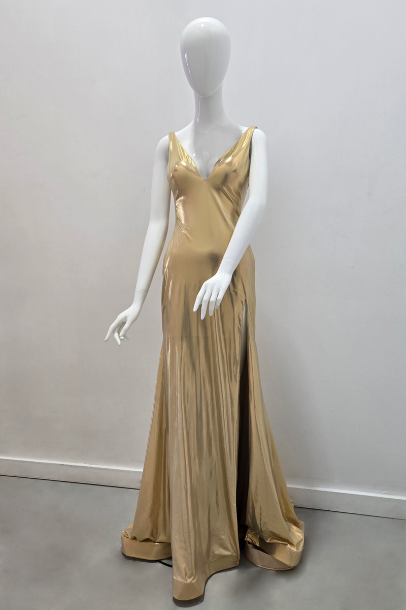 Jovani Satin Dress With Slit