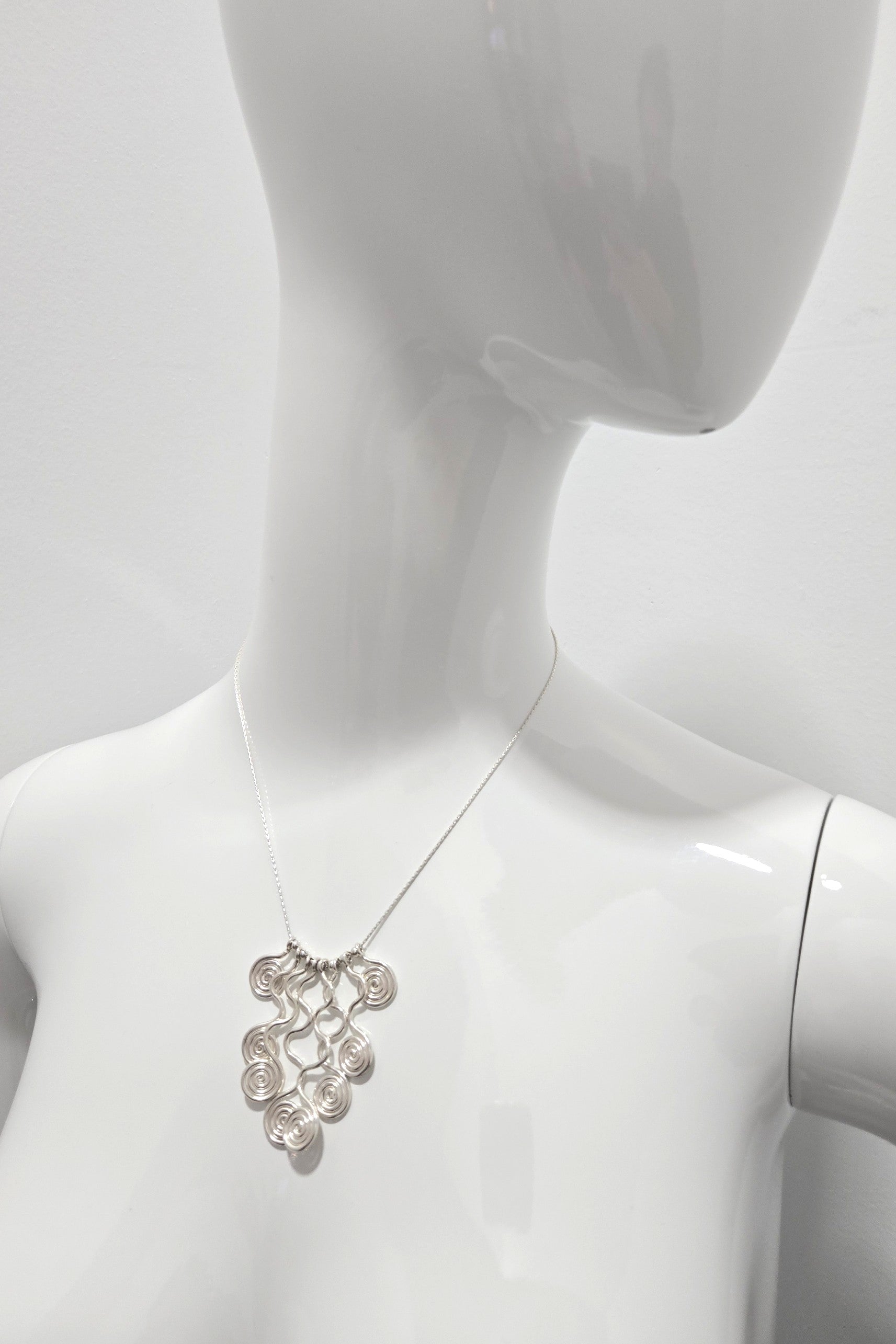 Ricki Goldstein Flowing Spiral Motif Silver Necklace