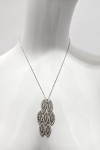 Tres Chic Silver-Crystal 7 Leaf Necklace
